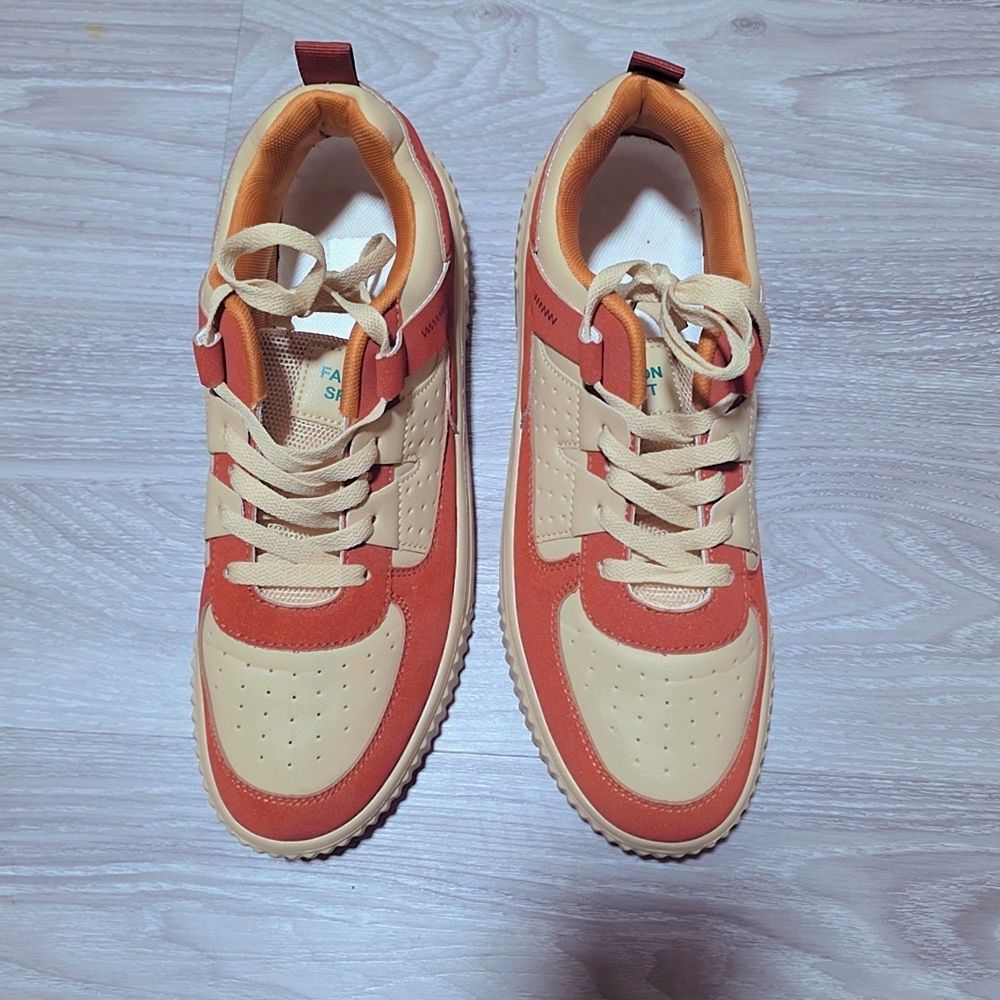 Vibrant Orange and Cream Sneakers